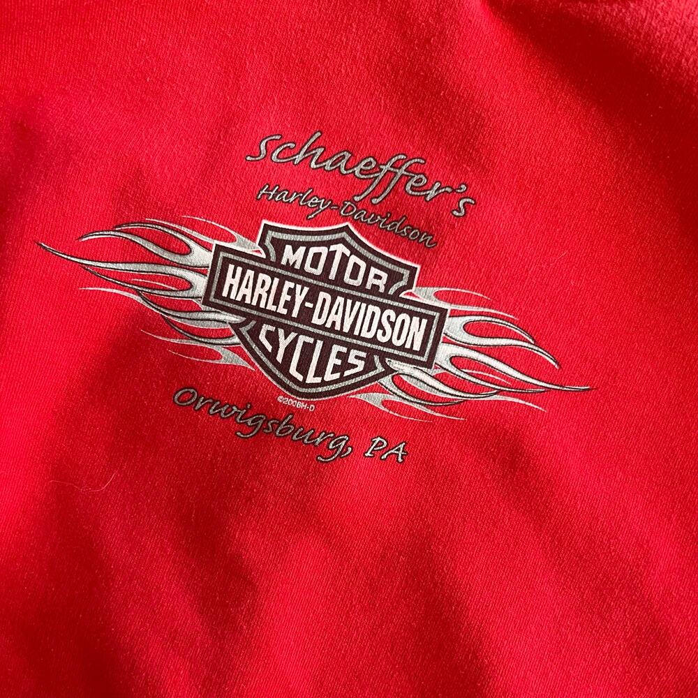 Vintage Y2K Harley Davidson Lace Up Neck Hoodie Sweatshirt Womens Size Small - Picture 6 of 8